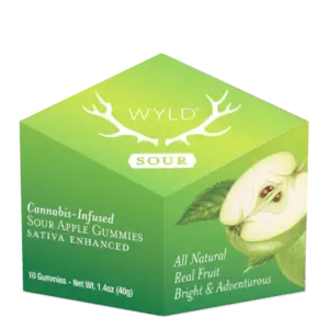 WYLD Sour Apple Sativa Enhanced Gummies