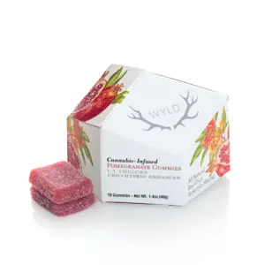 WYLD Pomegranate 1:1 CBD + Hybrid Enhanced Gummies
